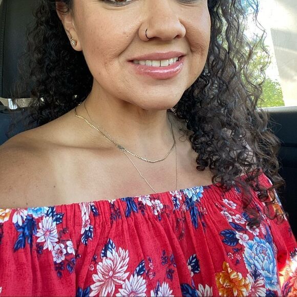 Forever 21 Allover Floral Off Shoulder Blouse 3/4 Sleeve - Picture 2 of 9